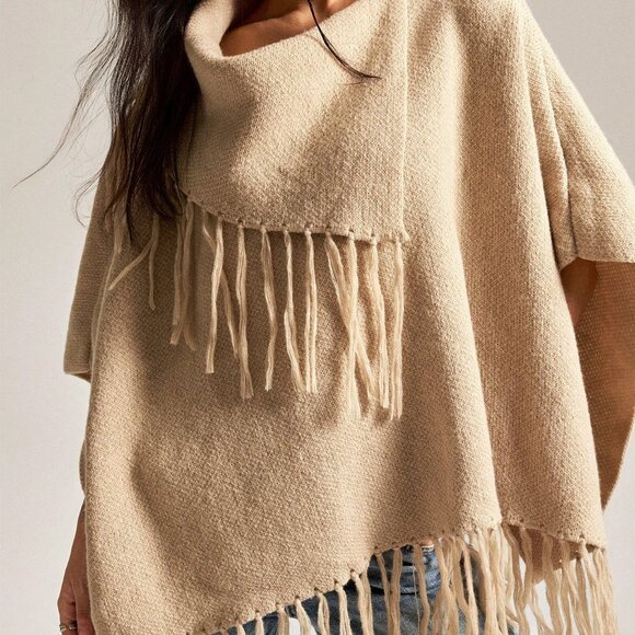 Apricot Casual Women's Warm Fringe Knit Oversized Sweater - Picture 3 of 8